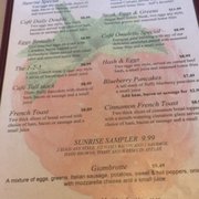 Raspberries Cafe Menu