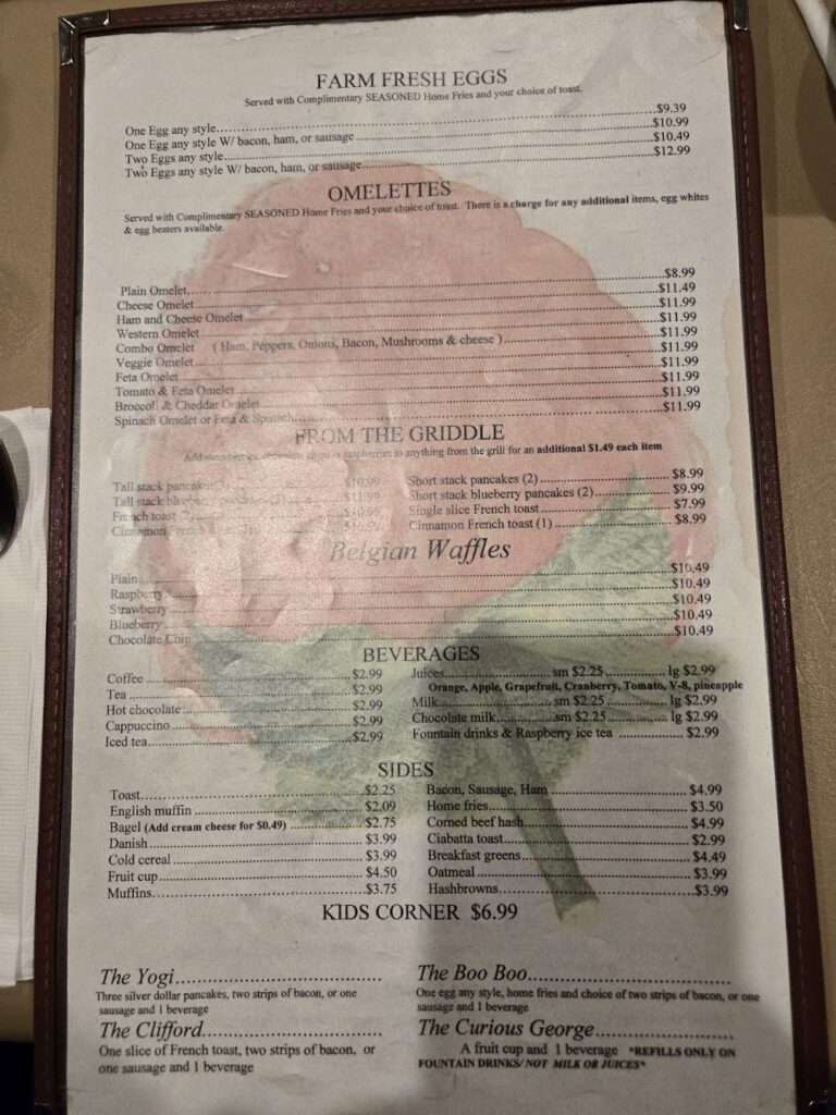 Raspberries Cafe Menu