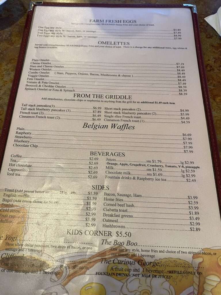 Raspberries Cafe Menu